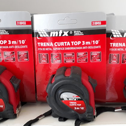 TRENA CURTA, 3 M X 19 MM, GANCHO PONTA MAGNETICA, ESTOJO EM PLASTICO COM BORRACHA TERMOPLA