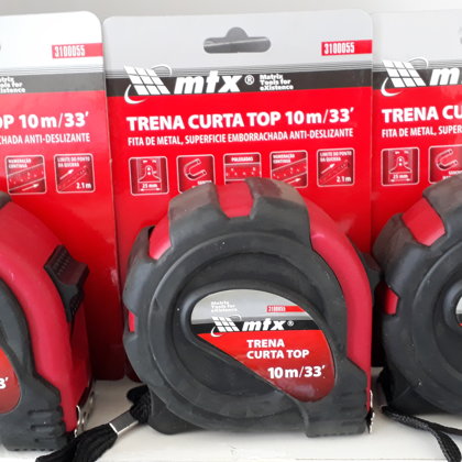 TRENA CURTA, 10 M X 25 MM, GANCHO PONTA MAGNETICA, ESTOJO EM PLASTICO COM BORRACHA TERMOPL