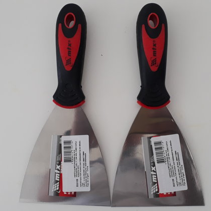 ESPATULA AÇO INOX LISA CABO PVC -100mm - 4 Pol