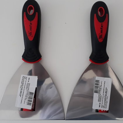 ESPATULA AÇO INOX LISA CABO PVC -120mm - 5 Pol