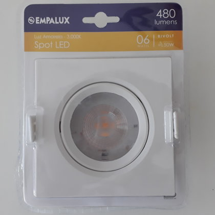 SPOT LED QUADR MR16 6W 3.000K BIVOLT - EMPALUX