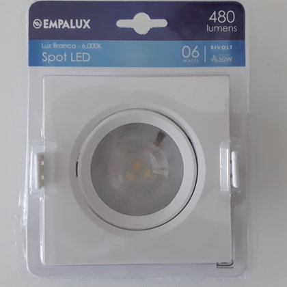  SPOT LED QUADR MR16 6W 6.000K BIVOLT - EMPALUX