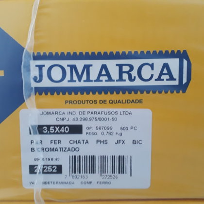 PARAFUSO CHIPBOARD  JFX CH PHS 3,5X40MM BI CAIXA COM 500 PARAFUSOS JOMARCA