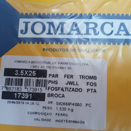 PARAFUSO  TROMB PHS GN 25 3,5x25MM FOS PTA BROCA CAIXA COM 1000 PARAFUSOS JOMARCA