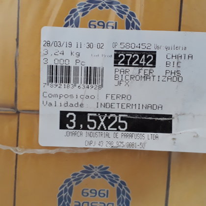 PARAFUSO CHIPBOARD  JFX CH PHS 3,5X25MM BI CAIXA COM 500 PARAFUSOS JOMARCA