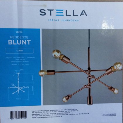 PENDENTE BLUNT STELLA PARA 6 LÂMPADAS GLOBO G95 