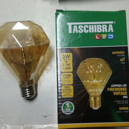 LÂMPADA FIREWORKS VINTAGE D95 2W ÂMBAR TASCHIBRA